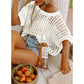 💥This Week's Special Price 💝Womens Summer Scoop Neck ShortSleeve Sweater Casual Crochet Hollow Out KnitTops
