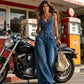 Loose-fitting jumpsuit with wide legs and pockets