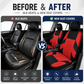 Car Seat Covers for 5 Seats Universal, Fabric Breathable Car Front & Rear Seat Protectors, Airbag Compatible, Full Protection, Fits Most Cars Trucks Vans SUVs, Red Gray Black Blue Seat Covers