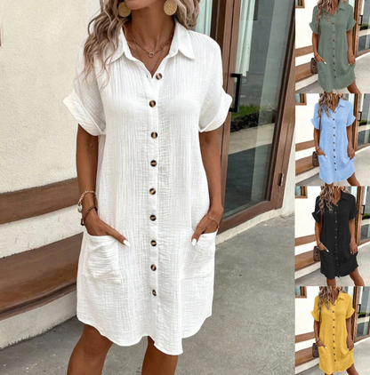 💎LAST DAY SALE ONLY￡14.99!!💎✨Women’s Summer Midi Dress – Breezy, Flattering & Effortlessly Chic! Lightweight Button-Down with Pockets 🇬🇧☀️