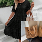 🔥Last Day Sale 50% OFF!!💖Women's Solid Round Neck Floral Cut-Out Dress