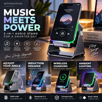 💎 5-IN-1 WIRELESS SPEAKER STAND! 💎 Induction Audio, Phone Holder & Ambient Light