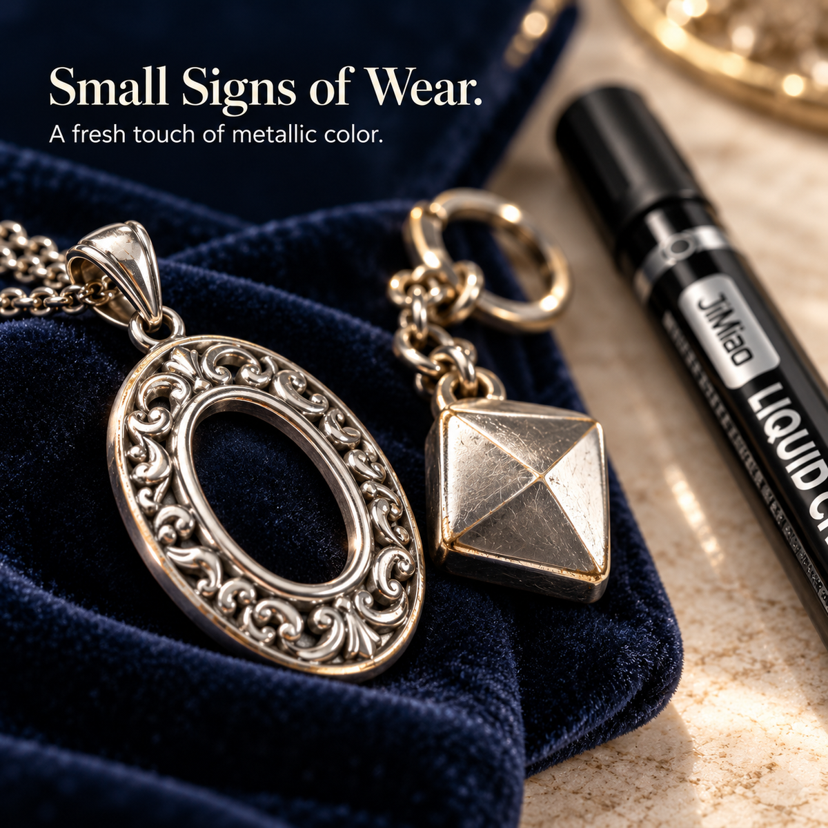 Decorative accessory surfaces showing small signs of cosmetic wear