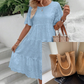 🔥Last Day Sale 50% OFF!!💖Women's Solid Round Neck Floral Cut-Out Dress