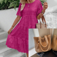 🔥Last Day Sale 50% OFF!!💖Women's Solid Round Neck Floral Cut-Out Dress