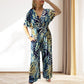 Women's Summer Print Wide Leg Elastic Waist Jumpsuit