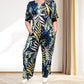 Women's Summer Print Wide Leg Elastic Waist Jumpsuit