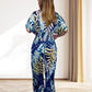 Women's Summer Print Wide Leg Elastic Waist Jumpsuit