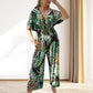 Women's Summer Print Wide Leg Elastic Waist Jumpsuit