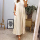 Sleeveless Pleated Simple Solid Color Dress