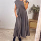Sleeveless Pleated Simple Solid Color Dress