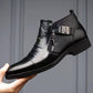 👞Men's Leather Ankle Boots with Double Side Zipper and Pointed Toe