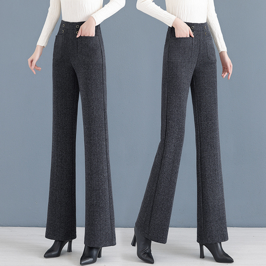 Women's Thickened Casual Slightly Flared Straight Pants