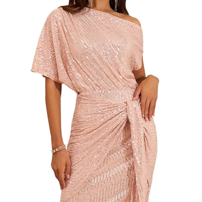 🌹New Year Hot Sale 49% Off💗Sparkly One-Shoulder Ruched Dress