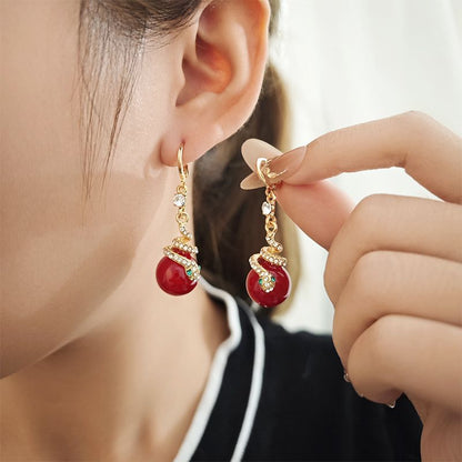 🐍HOT SALE 49% OFF🎀Gold Plated Snake Pearl Earrings