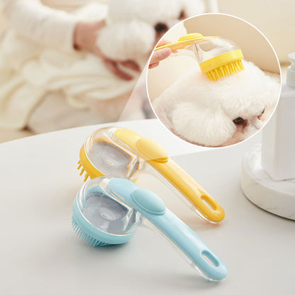 🌿 Pet Bath Brush – Long Handle, Shampoo Dispenser, 2 Bristle Types, Easy Grip 🧴