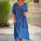 Short Sleeve Loose Fit Cotton Linen Dress
