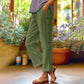 🌺Summer Hot Sale 50% OFF💐Casual Solid-Color Loose-Fit Cropped Pants with Side Buttons