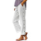 🌺Summer Hot Sale 50% OFF💐Casual Solid-Color Loose-Fit Cropped Pants with Side Buttons