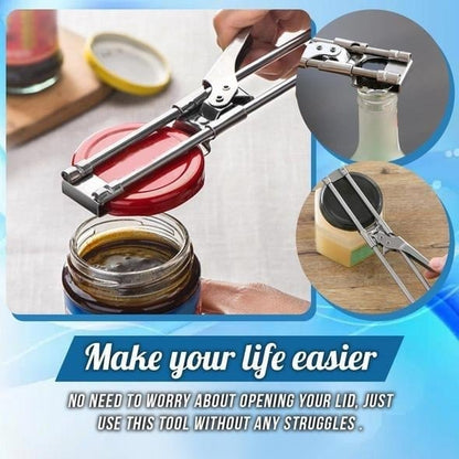 🥫 LIMITED‑TIME 50% OFF! ⚙️ Adjustable Stainless Steel Can & Jar Opener – Effortless Twist, Universal Clamp & Non‑Slip Steel Grip 🍾