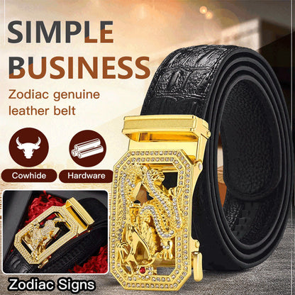 Men's Twelve Chinese Zodiac Durable Belt with Rhinestone