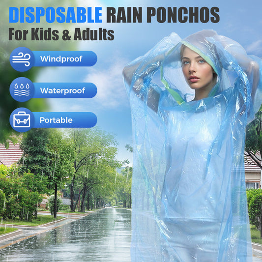 Disposable Rain Ponchos for Kids & Adults