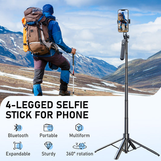 📱 50% OFF! 50K+ sold! 4-legged selfie stick – one-button pop-up, extends to 180cm, stable on any surface! ✨🎥