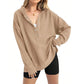 🎉 LIMITED TIME 70% OFF! 🧥 Women's Fashion Long Sleeve Hoodie – V-Neck Button Detail, Relaxed Fit & Side Slits – Effortlessly Chic 🌸✨