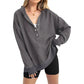🎉 LIMITED TIME 70% OFF! 🧥 Women's Fashion Long Sleeve Hoodie – V-Neck Button Detail, Relaxed Fit & Side Slits – Effortlessly Chic 🌸✨