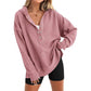 🎉 LIMITED TIME 70% OFF! 🧥 Women's Fashion Long Sleeve Hoodie – V-Neck Button Detail, Relaxed Fit & Side Slits – Effortlessly Chic 🌸✨