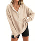 🎉 LIMITED TIME 70% OFF! 🧥 Women's Fashion Long Sleeve Hoodie – V-Neck Button Detail, Relaxed Fit & Side Slits – Effortlessly Chic 🌸✨