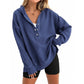 🎉 LIMITED TIME 70% OFF! 🧥 Women's Fashion Long Sleeve Hoodie – V-Neck Button Detail, Relaxed Fit & Side Slits – Effortlessly Chic 🌸✨