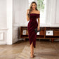 Women's Elegant Off Shoulder Maxi Ruched Dress