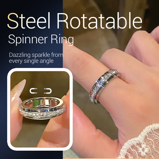 【📍Exquisite Collection📍】Titanium Steel Rotatable Spinner Ring with Zirconia💍
