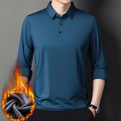 Men's Solid Color Thickened Lapel Shirt