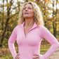 Quick-Dry Yoga Top with Half-Zip Stand Collar