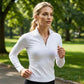 Quick-Dry Yoga Top with Half-Zip Stand Collar