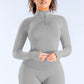 Quick-Dry Yoga Top with Half-Zip Stand Collar