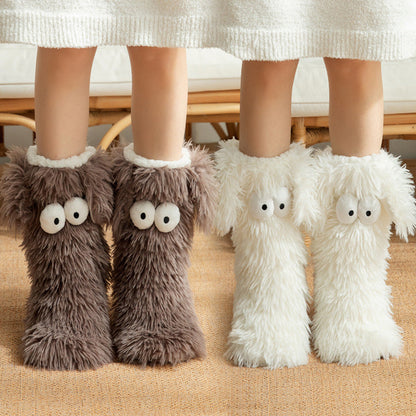 🏆🔥50K+ SOLD💕Women's Plush Slippers Socks Floor Socks Winter Home Indoor Thickened Fleece-Lined Anti-Slip Adult Women's Plush Snow Socks Shoe Covers