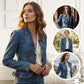 🧥 LIMITED-TIME 66% OFF! ✨ Women's Denim Jacket – Open-Front, Ruffle Trim, Lightweight, Classic Wash ✨