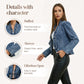 🧥 LIMITED-TIME 66% OFF! ✨ Women's Denim Jacket – Open-Front, Ruffle Trim, Lightweight, Classic Wash ✨