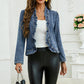 🧥 LIMITED-TIME 66% OFF! ✨ Women's Denim Jacket – Open-Front, Ruffle Trim, Lightweight, Classic Wash ✨