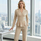 💎 60% OFF! 💎 Women's Peplum Top & Pants 2-Piece Set – Wrap Waist, Crossover V-Neck & Textured Fabric (3 Colors) 👗🖤