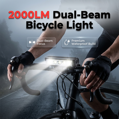 🚴50% OFF NOW! 2000LM Dual‑Beam USB Rechargeable Bicycle Light, Waterproof Bright Bike Headlight, Adjustable Focus Cycling Front Lamp for Night Riding & Mountain Biking
