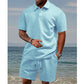 🔥Free Delivery🔥Men’s Diamond Pattern Turn-Down Collar Short Sleeve Top & Drawstring Shorts 2-Piece Set