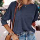 Women's Round Neck Smocked Cuff Dolman Sleeve Top