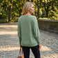 Women's Round Neck Smocked Cuff Dolman Sleeve Top