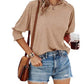 Women's Round Neck Smocked Cuff Dolman Sleeve Top