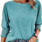 Women's Round Neck Smocked Cuff Dolman Sleeve Top