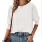 Women's Round Neck Smocked Cuff Dolman Sleeve Top